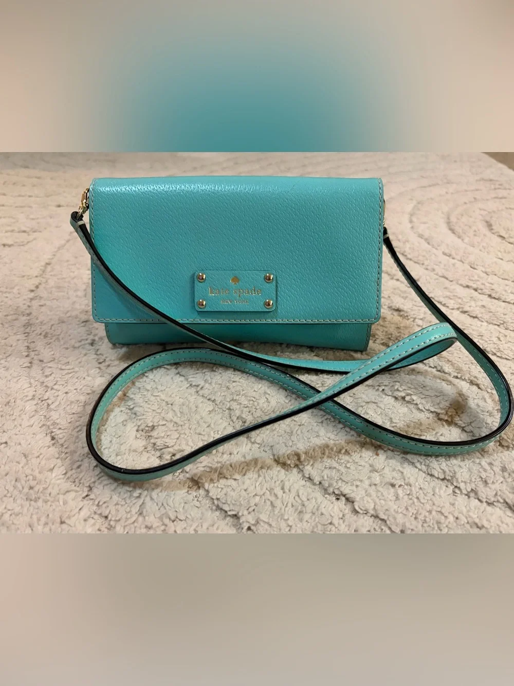 kate spade Turquoise Leather Crossbody Wallet